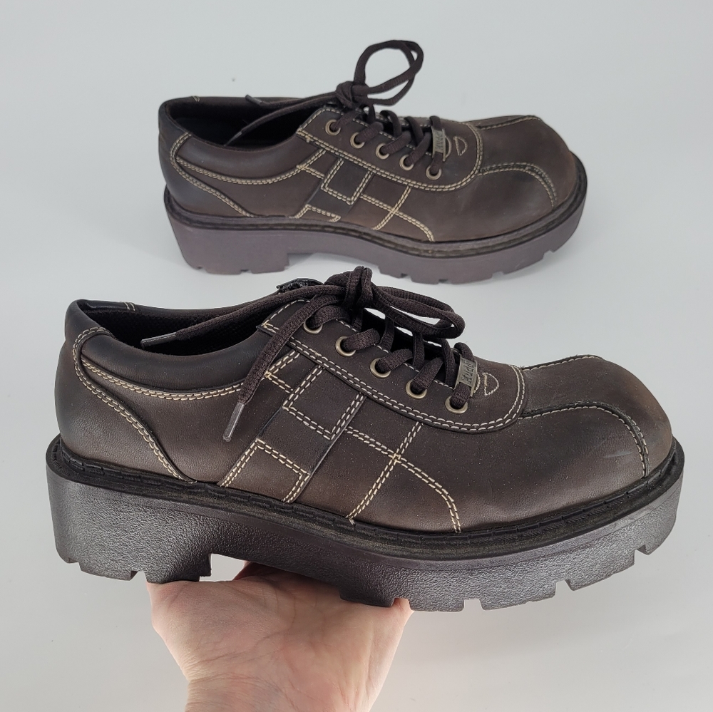 Mudd vintage Y2K chunky brown leather Oxford shoes size 9